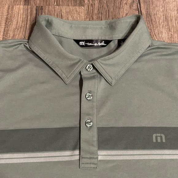 Travis Mathew Glenview Stripe Golf Polo Sage Green Men’s size Large - Picture 3 of 10